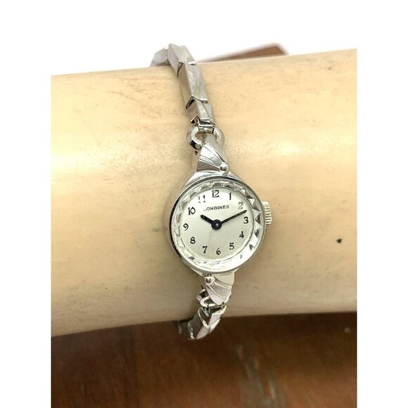 Longines Women's Watch 10k GF Case Swiss Manual Wind Vintage Silver 15mm Petite - Picture 10 of 13